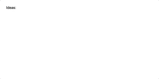 Blank document with only the heading 'Ideas:' and empty space below it.