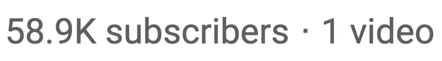 YouTube channel stats for Peter Whidden reading '58.9K subscribers · 1 video', all earned from his first upload.